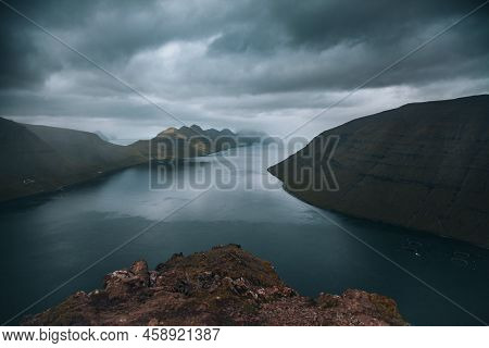 Views Of Kunoy And Kalsoy From Klakkur In Faroe Islands