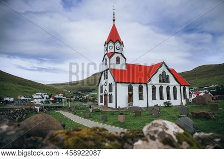 Sandavágur Kirkja (church) In Sandavagur, Faroe Islands