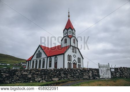 Sandavágur Kirkja (church) In Sandavagur, Faroe Islands