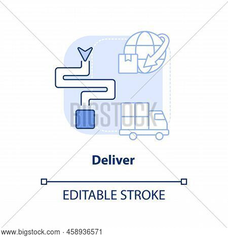 Deliver Light Blue Concept Icon. Transportation. Component Of Supply Chain Management Abstract Idea 