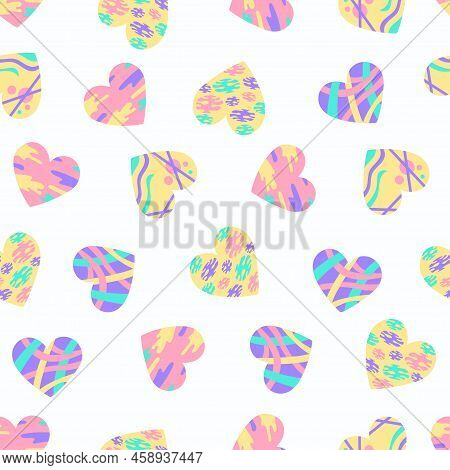 Love Story Abstract Heart Pattern. Nice Pattern In Delicate Colors. Set Of Abstract Hearts.