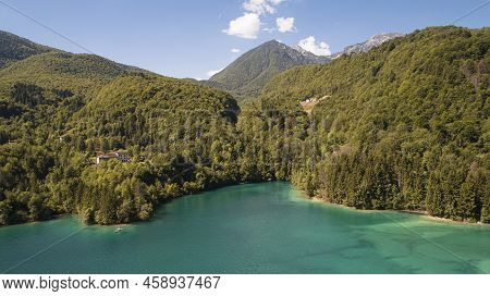 Beautiful Panoramic View Of The Lake Barcis Friuli Italy