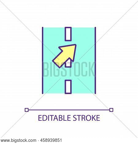 Road Lane Rgb Color Icon. Part Of Roadway. Traffic Regulation. Motorway Divided In Two Lines. Isolat