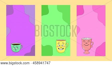 Cover For Stories Cartoon Style. Bright Templates. Vector Modern Illustration.