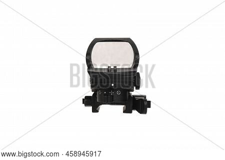 Modern Optical Collimator Sight. Aiming Device For Shooting At Short Distances. Isolate On A White B