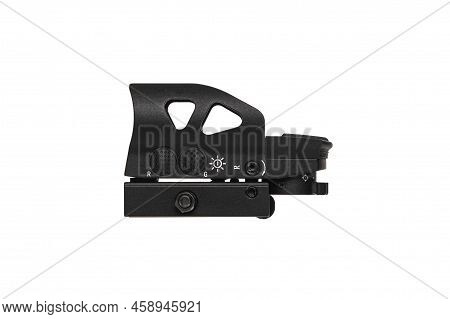Modern Optical Collimator Sight. Aiming Device For Shooting At Short Distances. Isolate On A White B