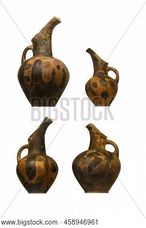 Set Of 4 Ancient Vessels From The Neolithic Period From Crete, Greece
