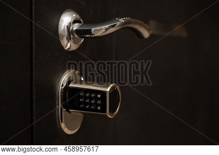 Door To The Apartment With A Combination Lock. Keyless Entry.