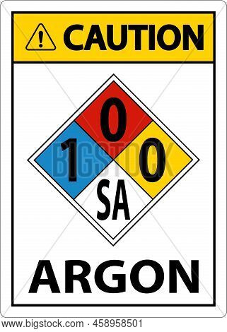 Nfpa Caution Argon 1-0-0-sa Sign On White Background