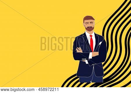 Business Man Cartoon Character Creation Set. Young Handsome Smiling Businessman In Office Style Clot
