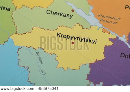Kropyvnytskyi Region On Map Of Ukraine, Closeup
