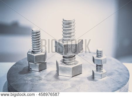 Object Printed From Metal Powder On Metal 3d Printer.object Printed In Laser Sintering Machine. Mode