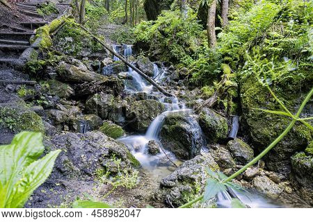 Janosik Holes, Little Fatra, Slovak Republic. Hiking Theme. Long Time Photo Exposure.