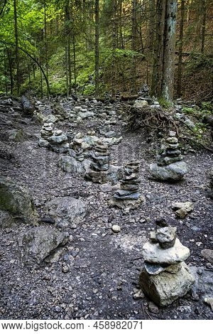 Stone Mounds, Little Fatra, Slovak Republic. Hiking Theme. Seasonal Natural Scene.