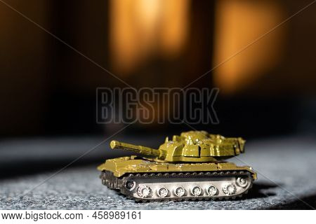 Toy Tank With Camouflage Color. Military Vehicles Toy. Simple Cheap Toys For Children, Warfare, Warz