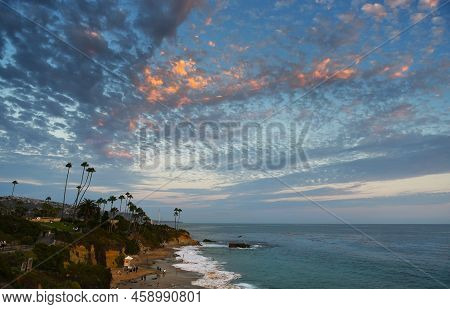 Laguna Beach, Looking South From Heisler Park As The Sun Sets.
