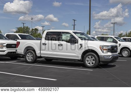 Zionsville - Circa July 2022: Ford F-150 Display At A Dealership. The Ford F150 Is Available In Xl, 