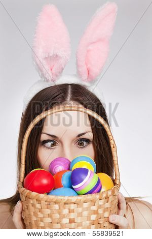 Girl with easter egg basket