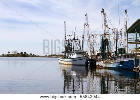 Docked Shrimpers Boats