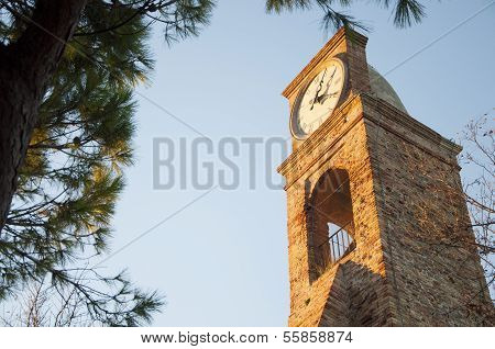 Fiorenzuola city bell tower with clock