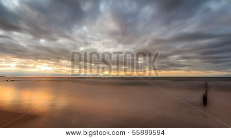 Beautiful silky water sunset in Mielno