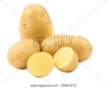Potatoes and splited tuber.