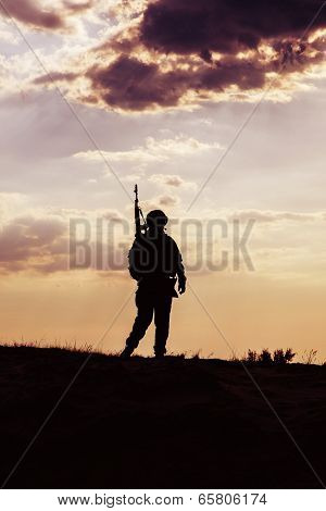 Silhouette of soldier