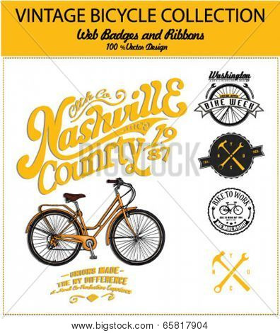 bicycle illustration with label and badge 3
