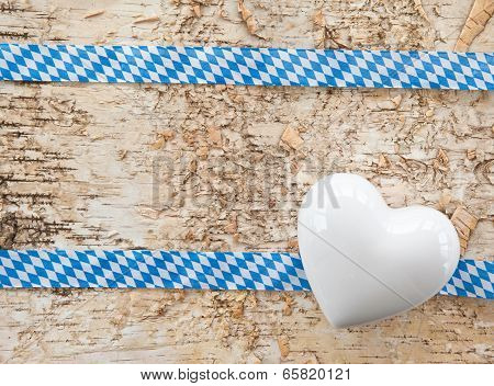 Rustic Background With White And Blue Ribbon