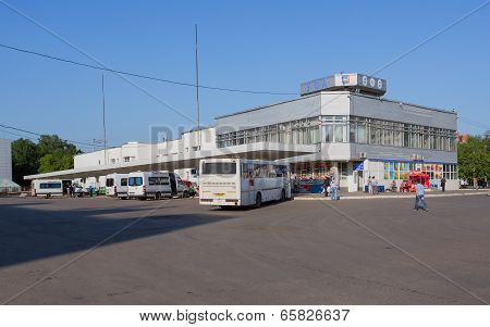 Bus station of the city of Ufa in the evening