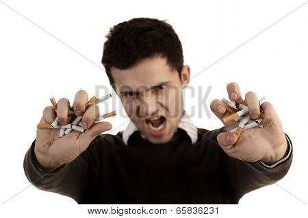 Man Whose Breaking Cigarettes