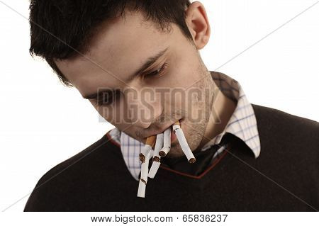 Man Whose Breaking Cigarettes