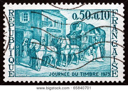 Postage Stamp France 1973 Mail Coach, 1835