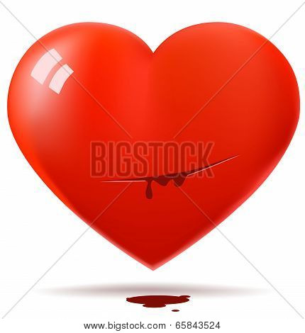 Cutted red glossy heart