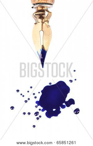 Pen and ink blot, isolated on white 