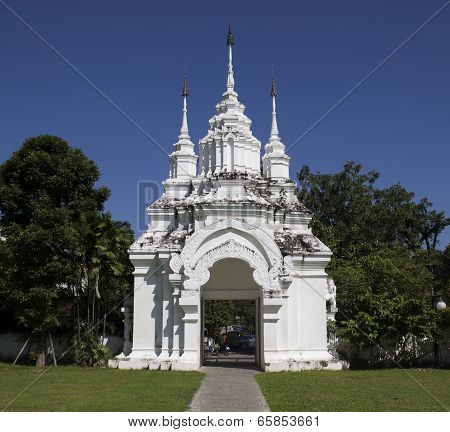 Old White Asian Temple Entrance