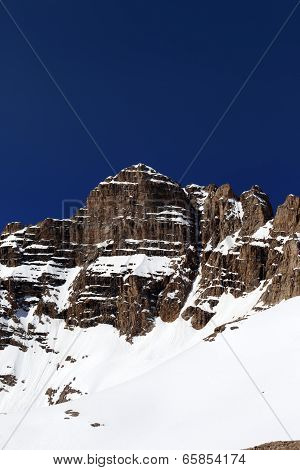Snowy Rocks In Nice Spring Day