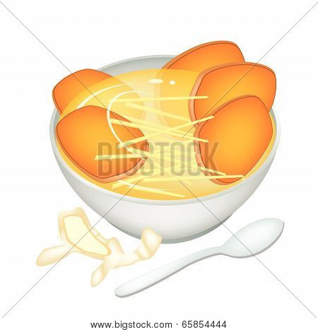 Bowl Of Delicious Sweet Potatoes In Ginger Tea