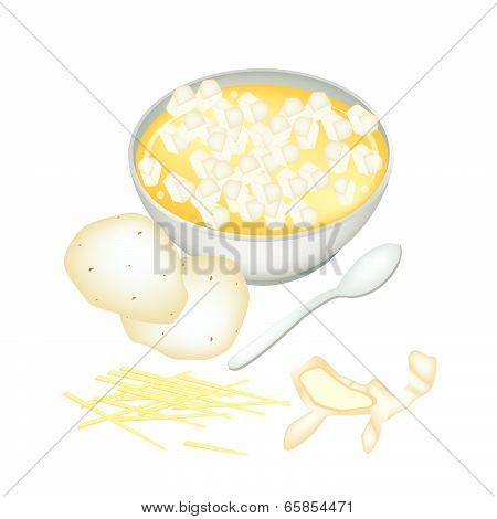 Sweet Dessert Of Potatoes In Ginger Tea