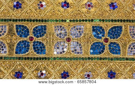Flower Art Sculpture In Gold Background