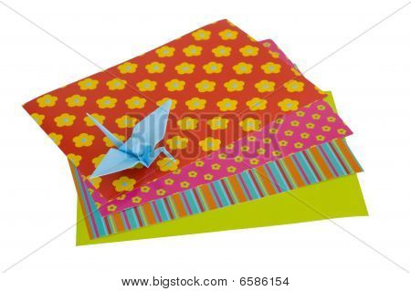 Izolované Origami jeřáb