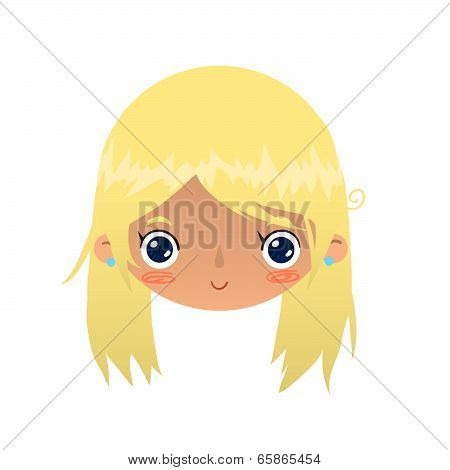 Cartoon blonde girl face.