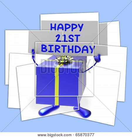 Happy 21St Birthday Sign And Gift Displays Twenty First Party
