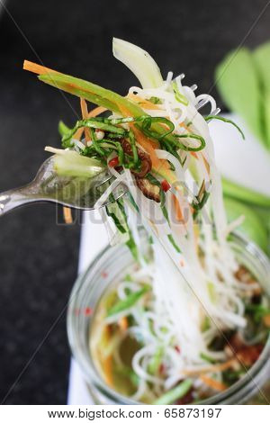 potted vegetable noodles in jar