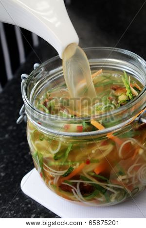 potted vegetable noodles in jar