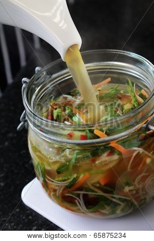 potted vegetable noodles in jar