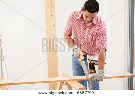 Young Carpenter At Work