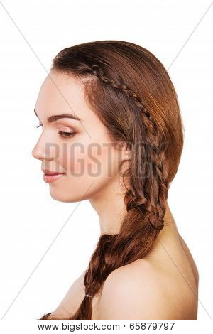 Portrait beautiful young woman. Long Brown Hair
