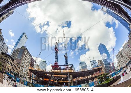 People At Construction Site Of Ground Zero In Manhattan, New York