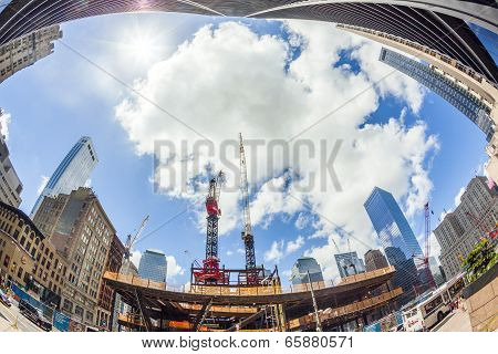 People At Construction Site Of Ground Zero In Manhattan, New York